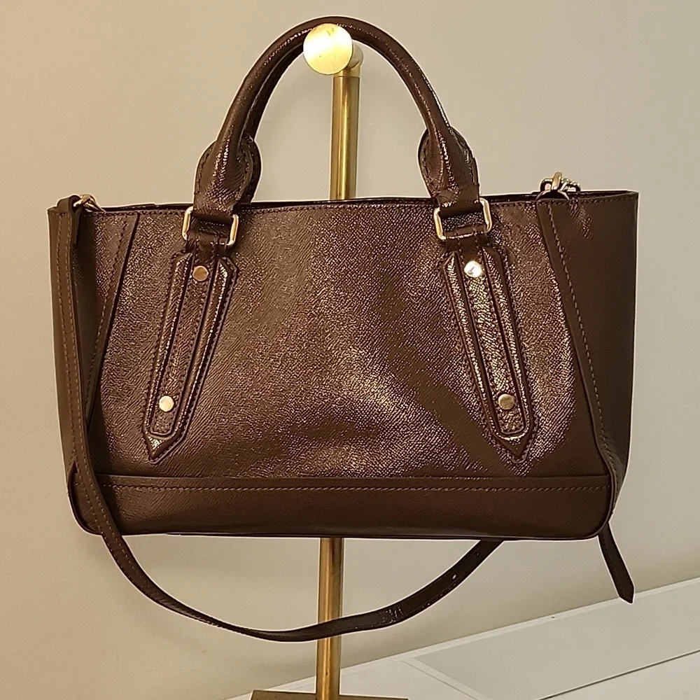 Burberry Patent Leather Somerford Tote Sachel Shoulder Bag  Officesiren - Picture 6 of 16